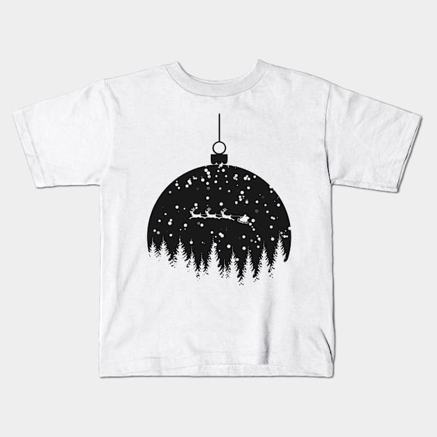 Christmas tree bauble - black Kids T-Shirt by PharaohCloset